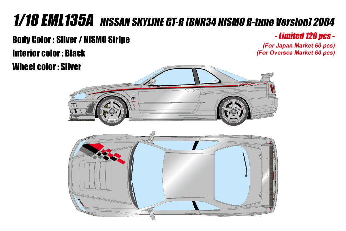 Make Up *POSTAGE INCLUDED* NISSAN SKYLINE GT-R (BNR34 NISMO R-tune Version) 2004 1/18 FREE POSTAGE Pre-Order
