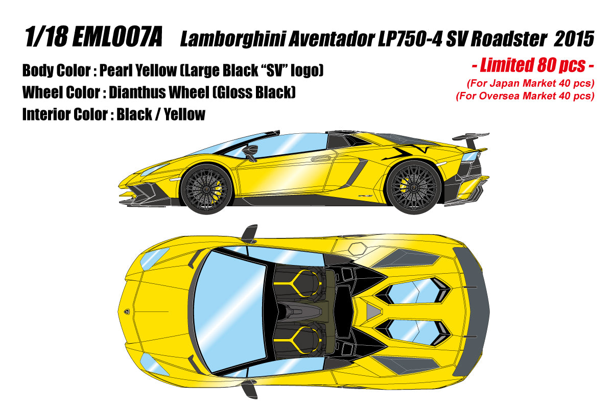 Makeup Lamborghini Aventador LP750-4 SV Roadster 2015 1/18 Yellow