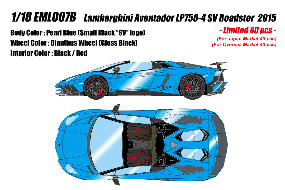 MakeUp Lamborghini Aventador LP750-4 SV Roadster 2015 1/18 Blue