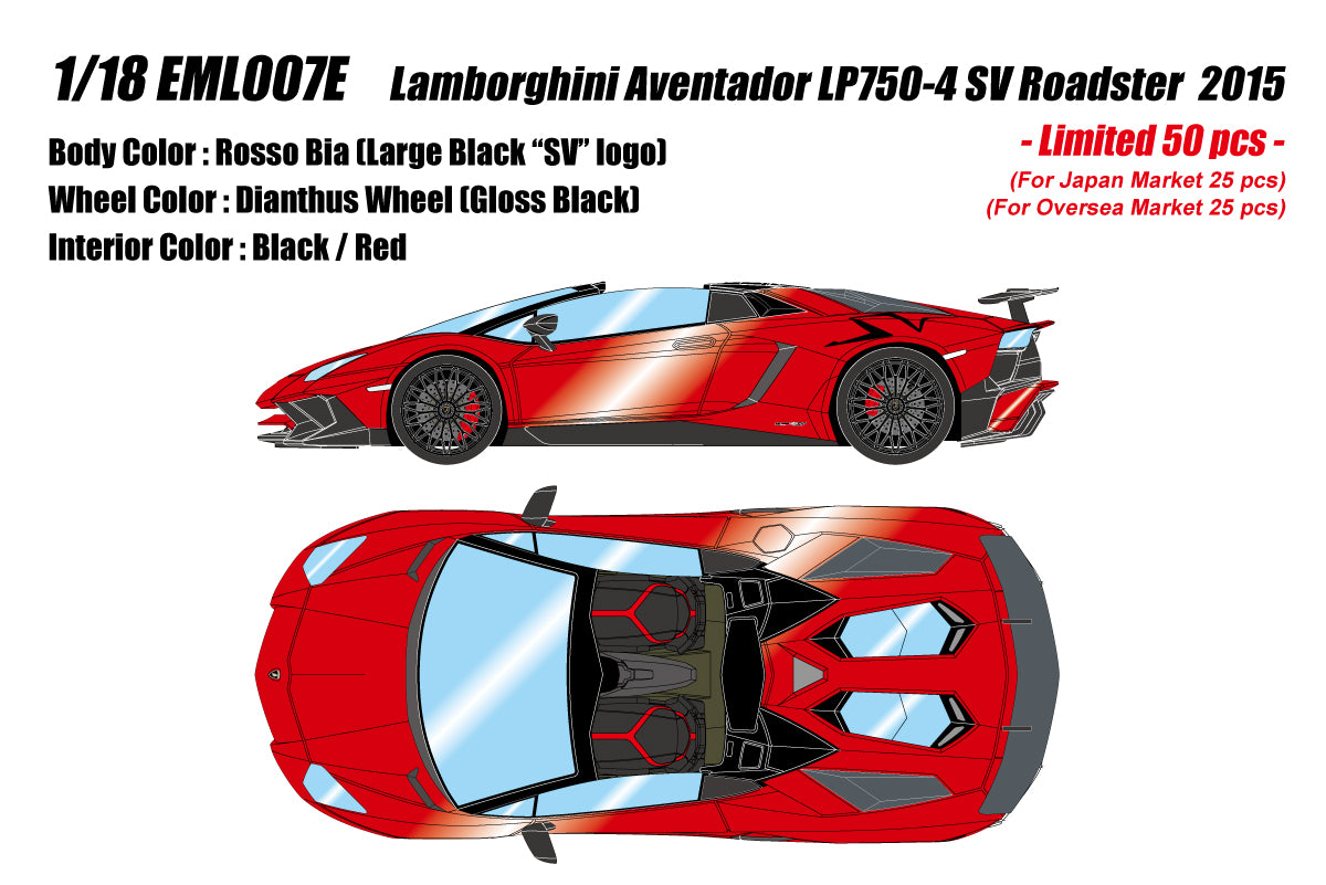 Make Up Lamborghini Aventador LP750-4 SV Roadster 2015 1/18 Red