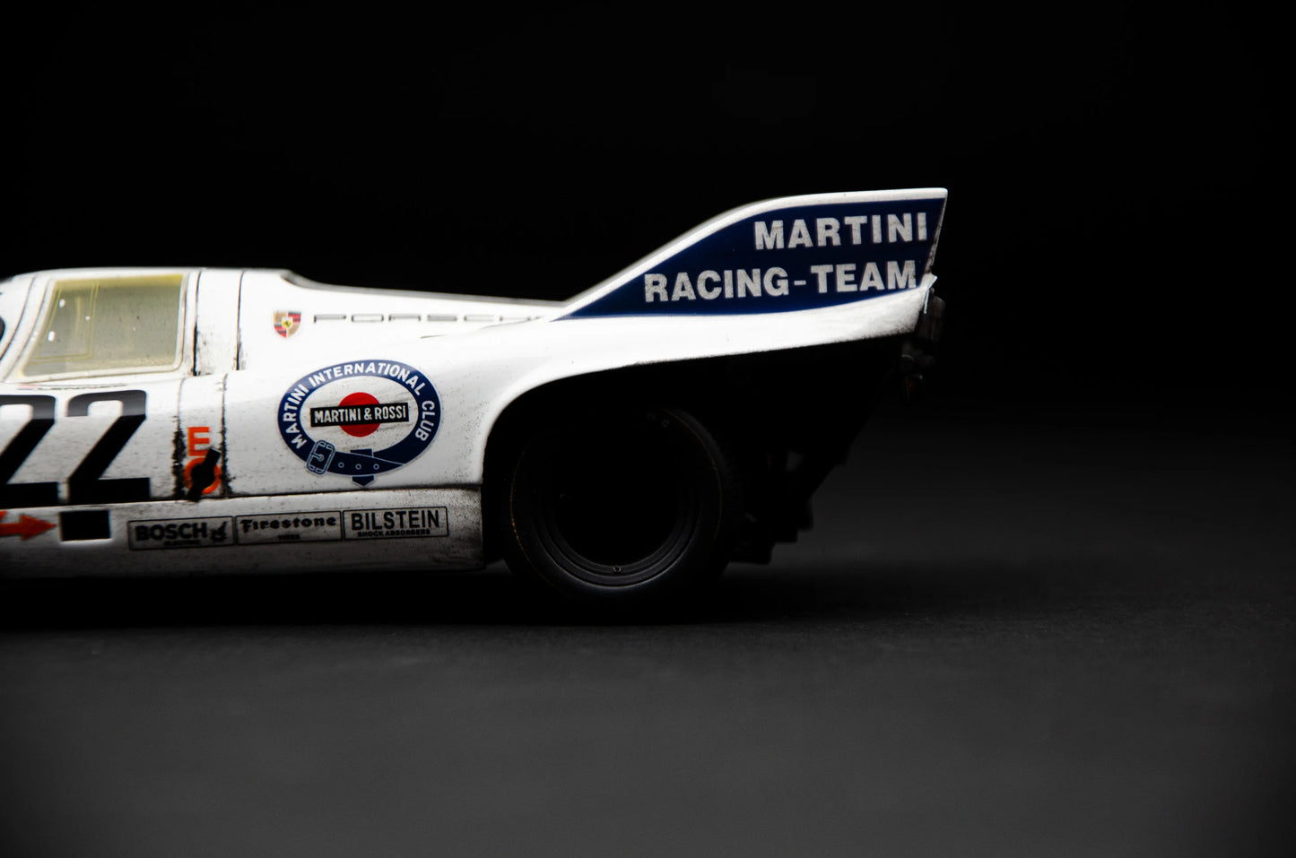 Amalgam Porsche 917 KH - 1971 Le Mans Winner - Martini Livery - Race Weathered 1:18 SCALE