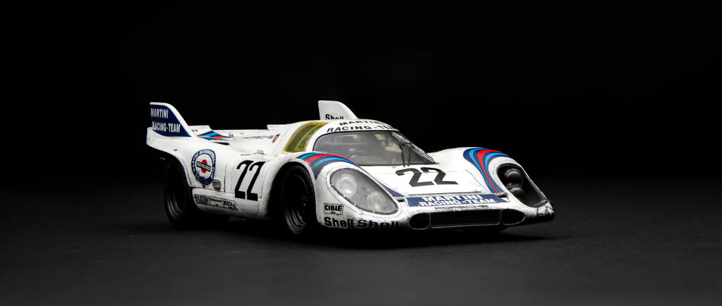 Amalgam Porsche 917 KH - 1971 Le Mans Winner - Martini Livery - Race Weathered 1:18 SCALE