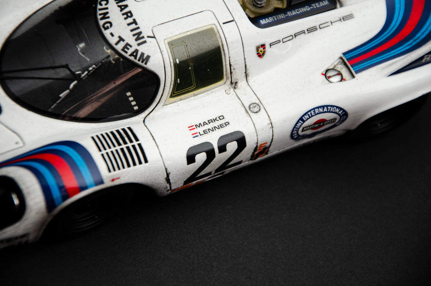 Amalgam Porsche 917 KH - 1971 Le Mans Winner - Martini Livery - Race Weathered 1:18 SCALE