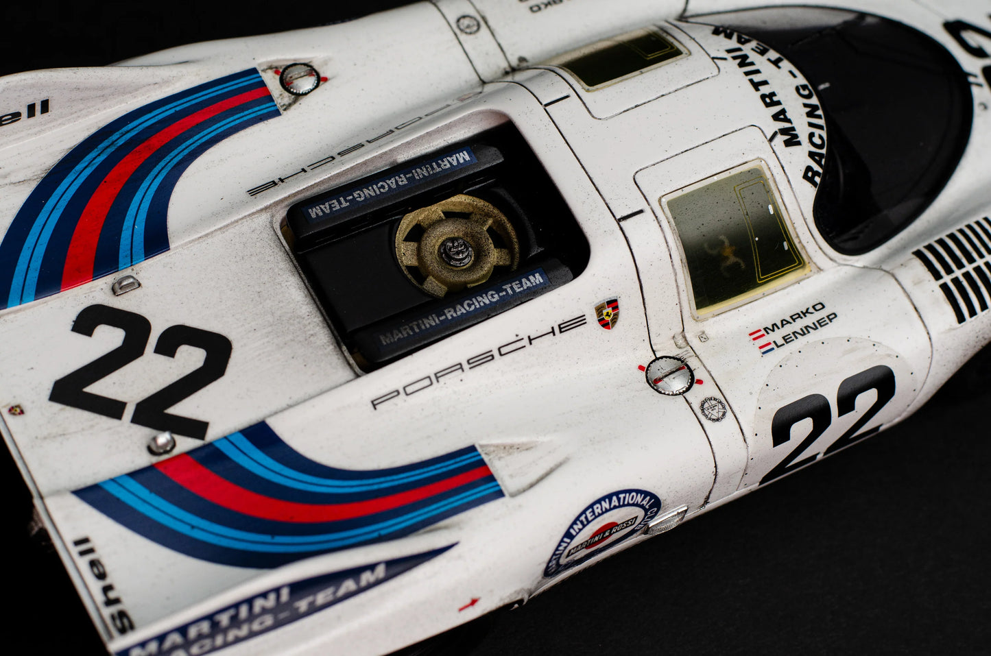 Amalgam Porsche 917 KH - 1971 Le Mans Winner - Martini Livery - Race Weathered 1:18 SCALE