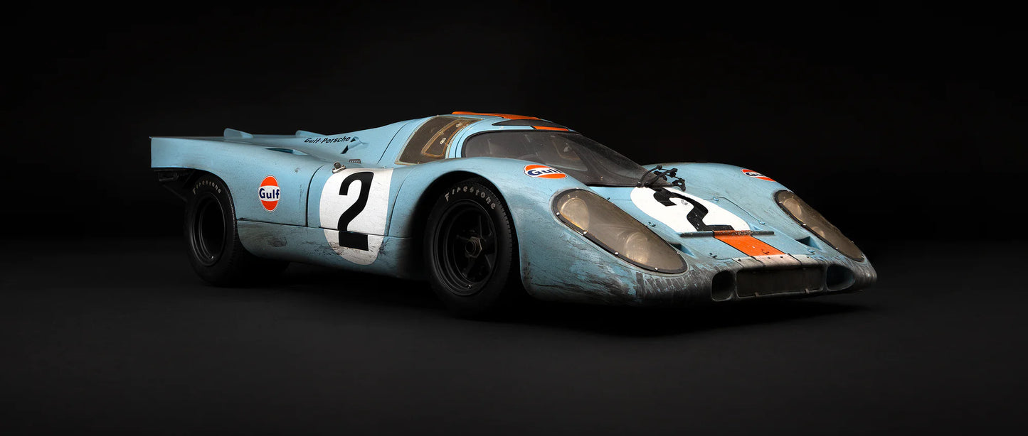 Amalgam Porsche 917K - 1971 Daytona Winner - Gulf Livery - Race Weathered 1:8 SCALE