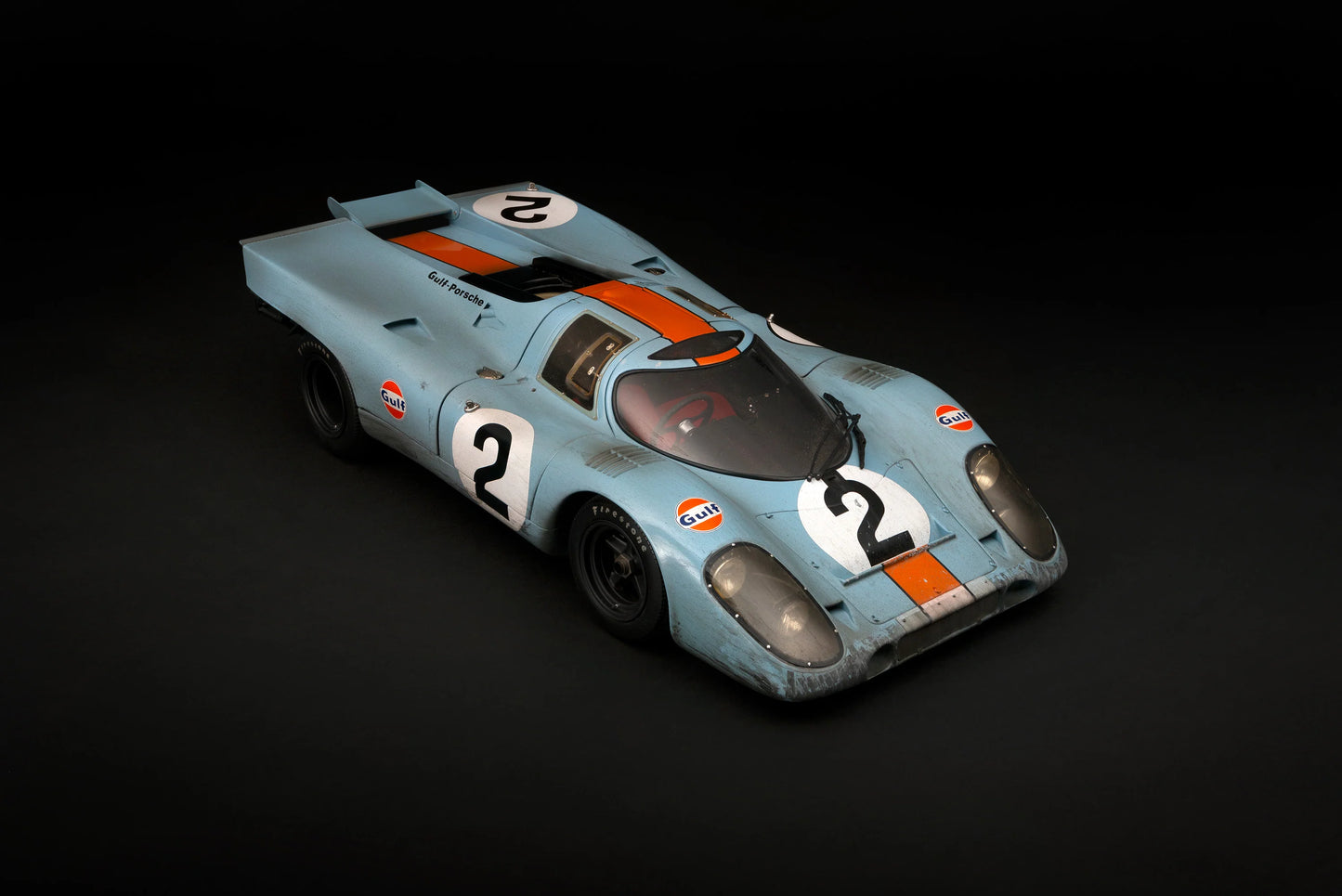 Amalgam Porsche 917K - 1971 Daytona Winner - Gulf Livery - Race Weathered 1:8 SCALE