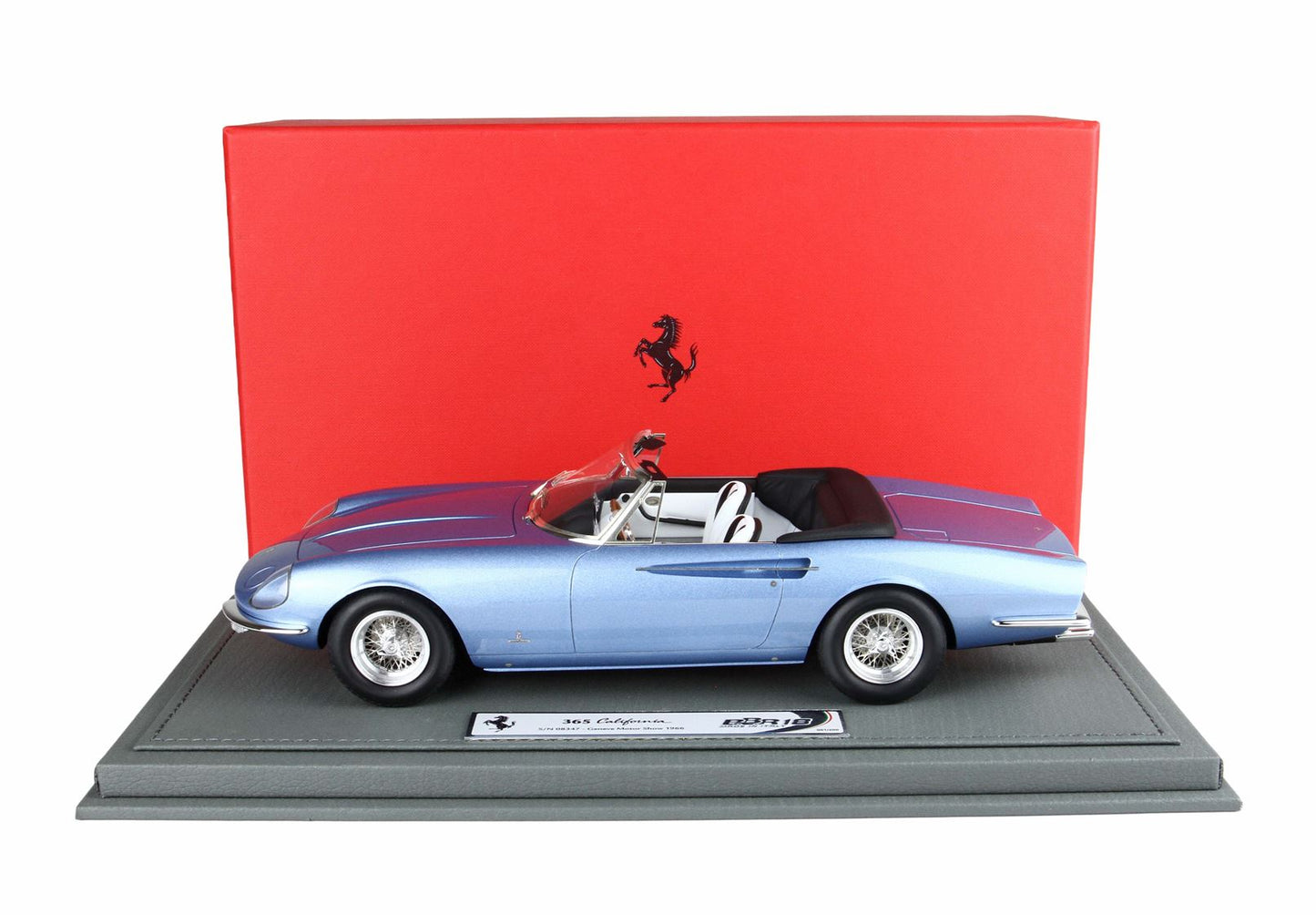 BBR Ferrari 365 California Geneve motor show 1966 s/n 08347 metallic light blue 1/43 BBR1814F