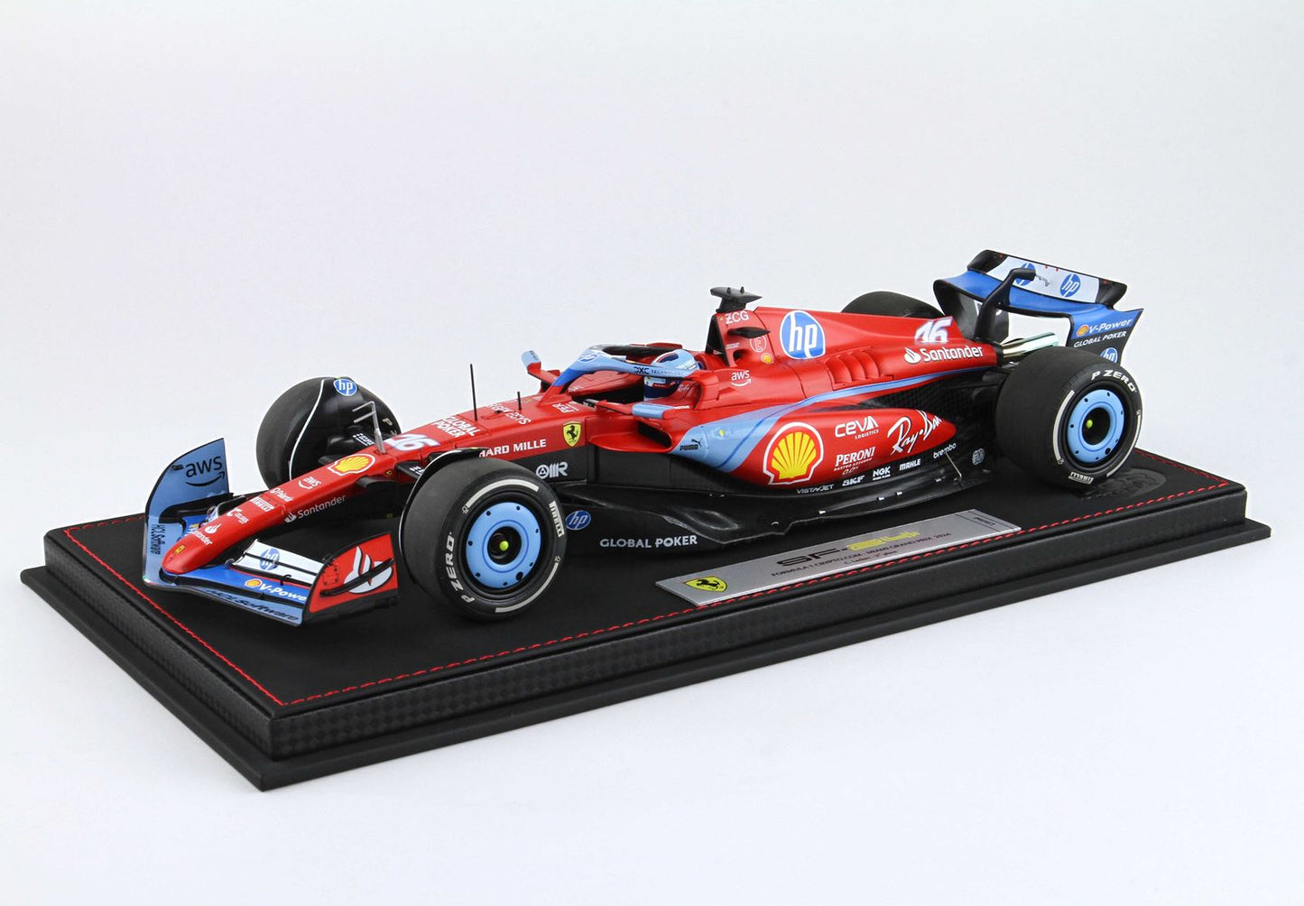 BBR Ferrari SF24 GP USA Miami 2024 - Luxury pack Azzurro Special Livery Leclerc 1/18