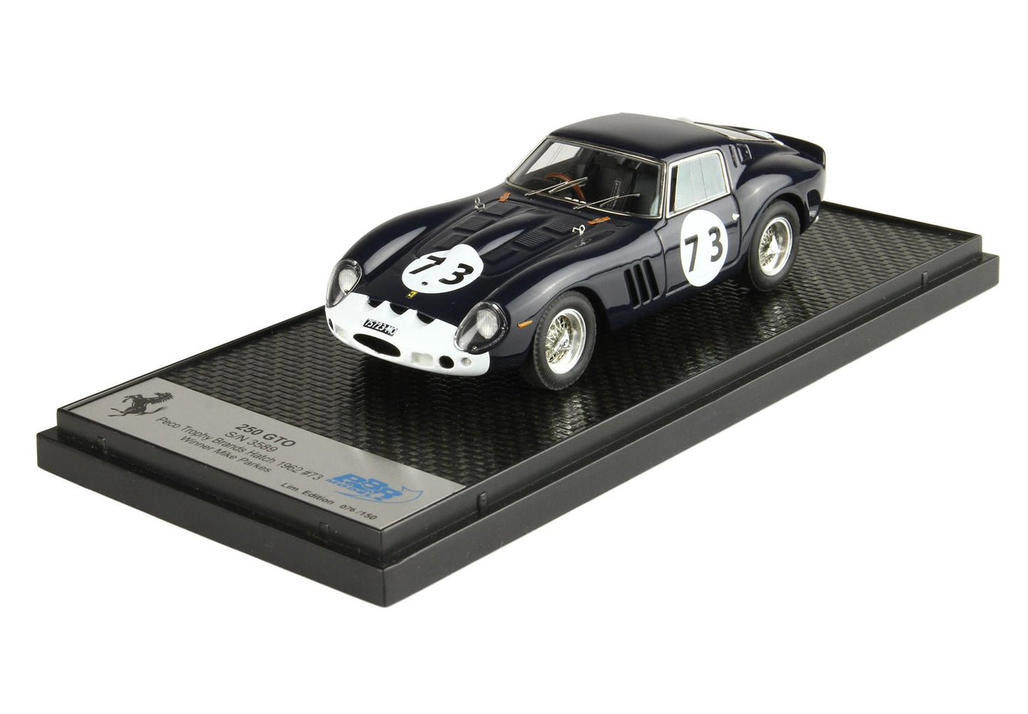 BBR Ferrari 250 GTO S/N 3589 Peco Trophy Brands Hatch 1962 car #73 Winner Mike Parkes 1/43