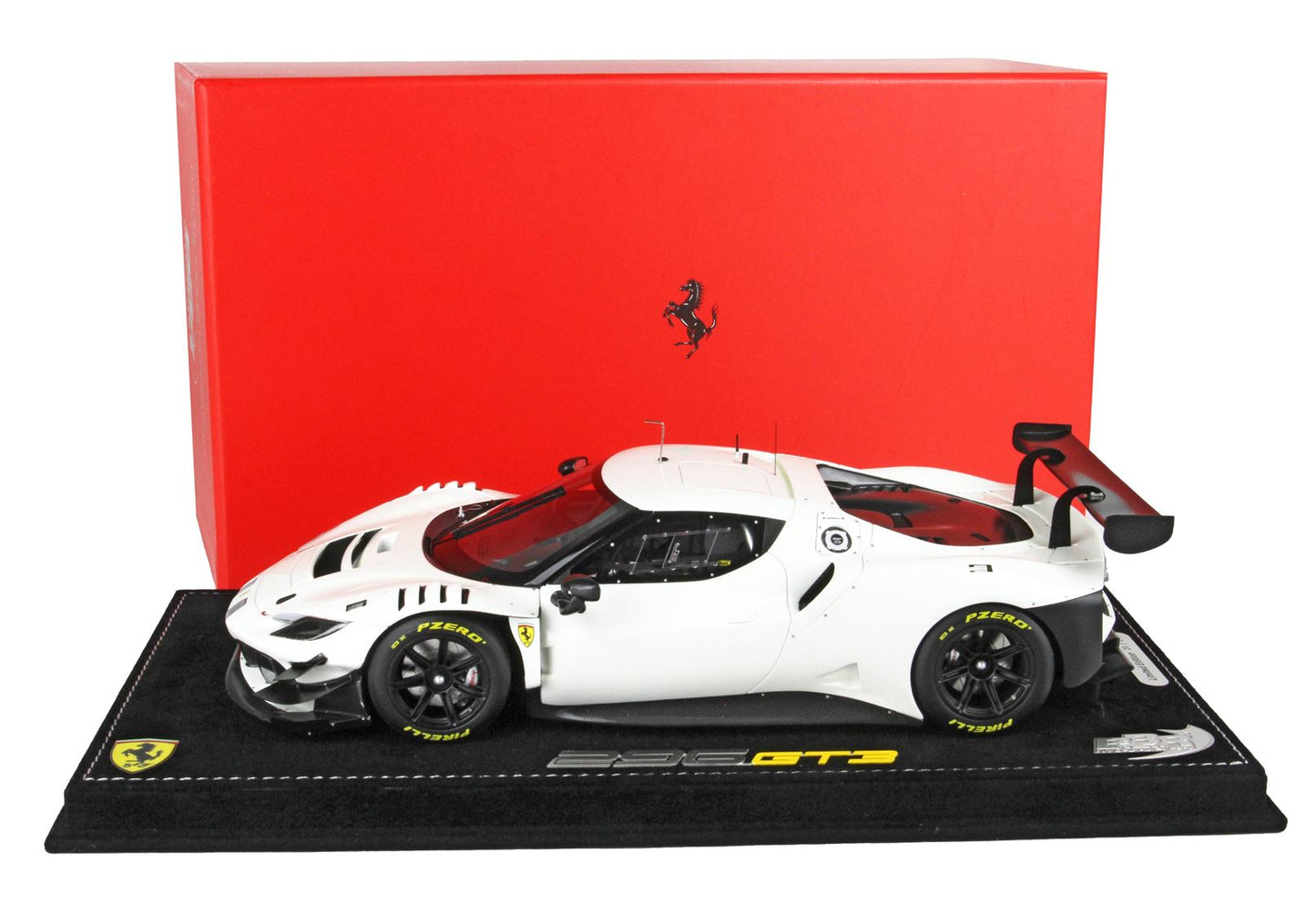 BBR Ferrari 296 GT3 2022 - Matt black wheels Avus White 1/18 P18225B1