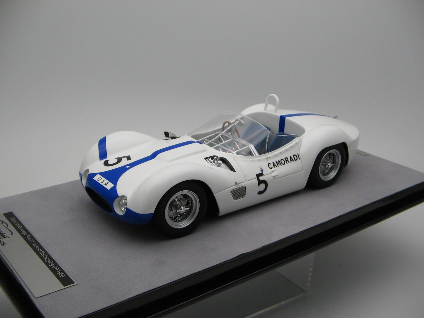 Tecnomodel TM18-276A Maserati Birdcage Tipo 61 Nurburgring GP 1960 car #5 (WINNER) S.Moss - D.Gurney 1/18 Pre-Order